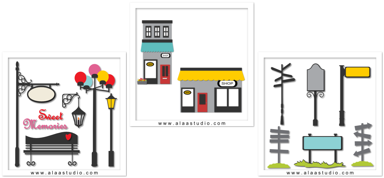 This Is A Collection Of 2d Street/ Out Door Elements, - Street Signs Cartoon 2d Clipart (1347x624), Png Download
