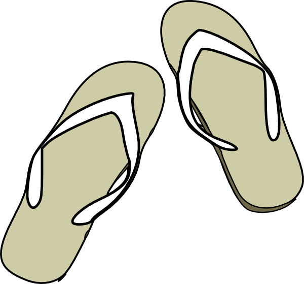 Flip Flops Black White Clip Art At Clker - Slippers Clip Arts Black And White - Png Download (600x559), Png Download