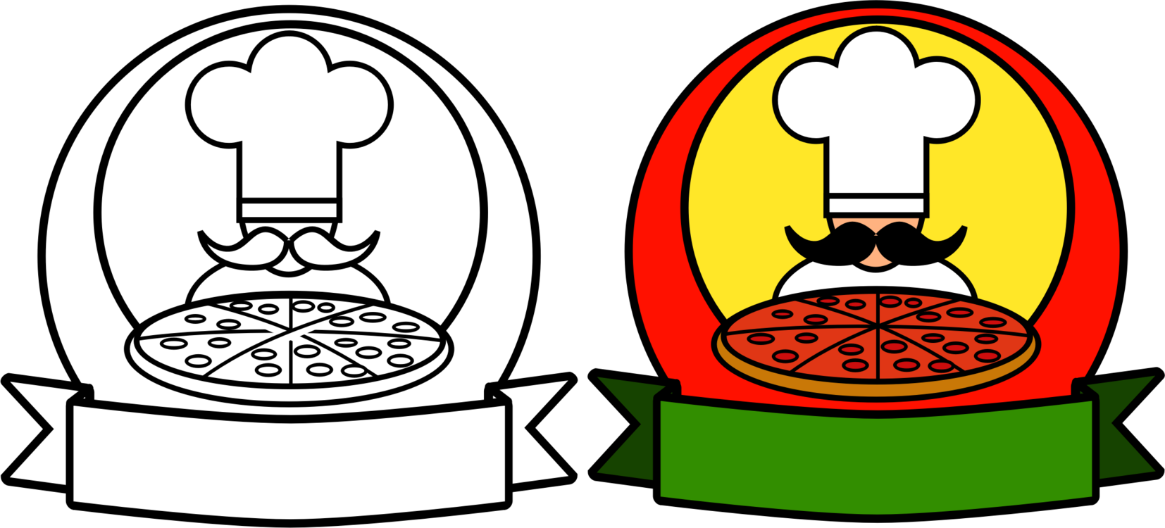 Pizza Chef Restaurant Cooking - Pizza Logos Png Transparent Clipart (1654x750), Png Download