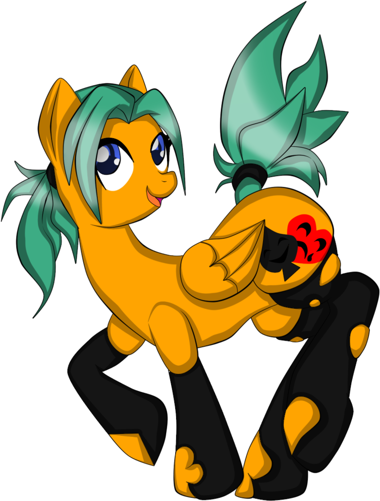 Fourze-pony, Card Suits, Female, Green Hair, Kneesocks, - Cartoon Clipart (968x1024), Png Download