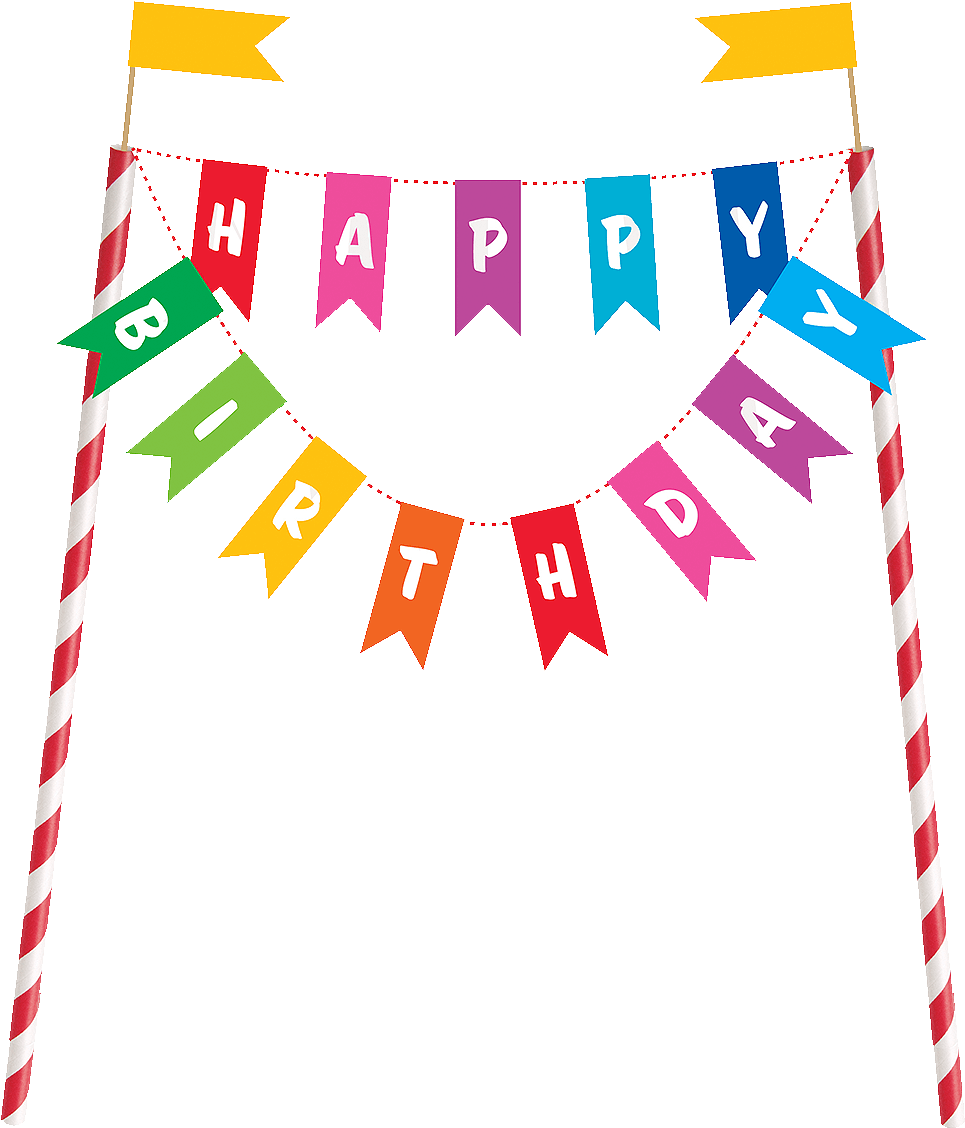 Bunting Happy Birthday Cake Topper - Happy Birthday Bunting Cake Topper Clipart (965x1128), Png Download