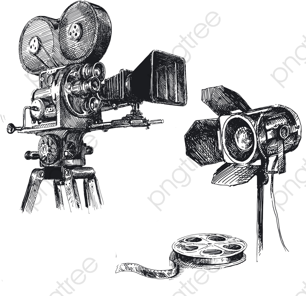 Camera Sketch Png - Movie Camera Drawing Png Clipart (1000x1000), Png Download