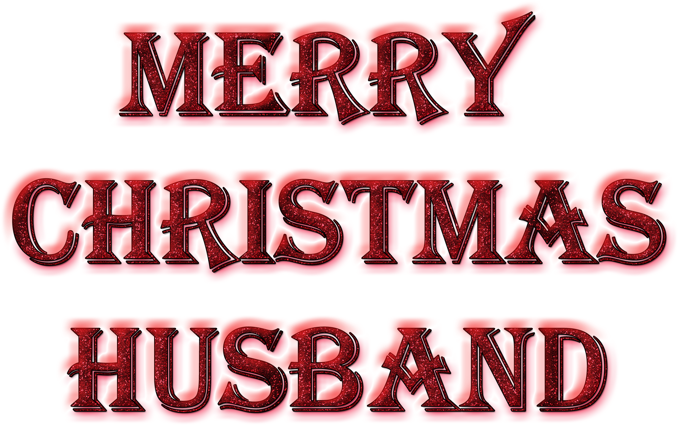 Merry Christmas Husband Word Art In Glitter - Carmine Clipart (4000x2800), Png Download