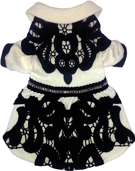 Cashmere & Black Lace Sweater Dress - Girl Clipart (600x600), Png Download