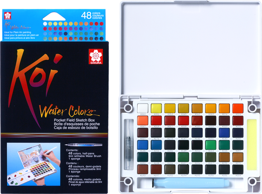 Koi Water Colors Pocket Field Sketch Box - Sakura Koi Watercolor 48 Clipart (890x659), Png Download