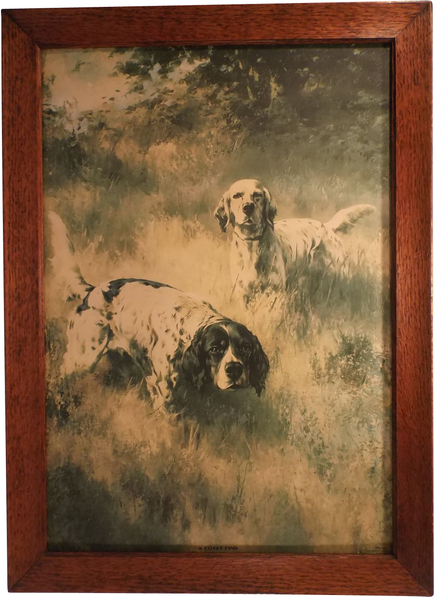 A Covey Find, Vintage Fine Art Framed Hunting Dog Print, - Picture Frame Clipart (1220x1220), Png Download