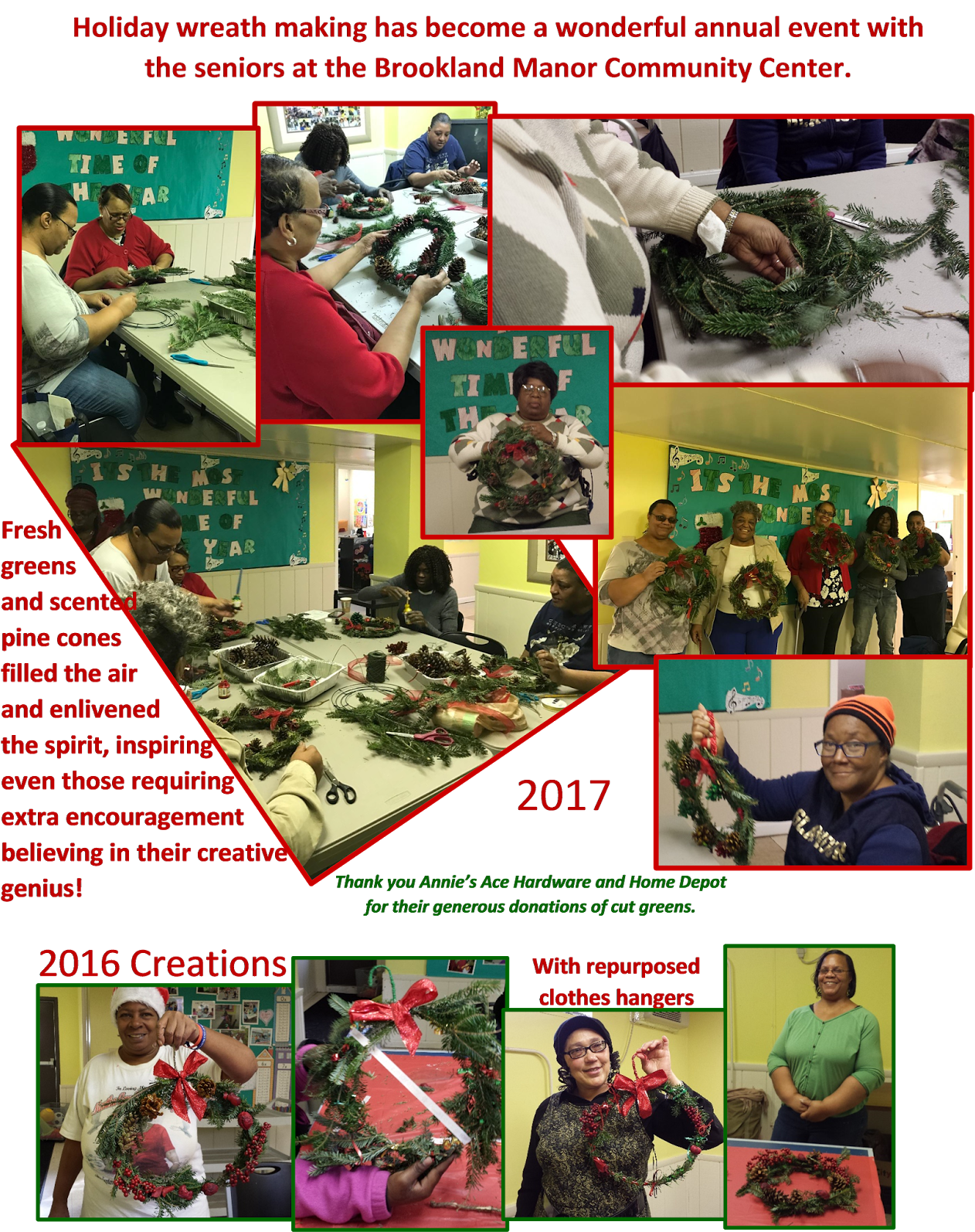 Holiday Wreath Making At Brookland Manor - Collage Clipart (1262x1594), Png Download