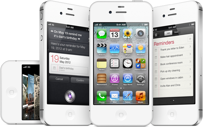Iphone 4 Glass/lcd Screen Repair - Iphone 4s White Ios 5 Clipart (703x453), Png Download