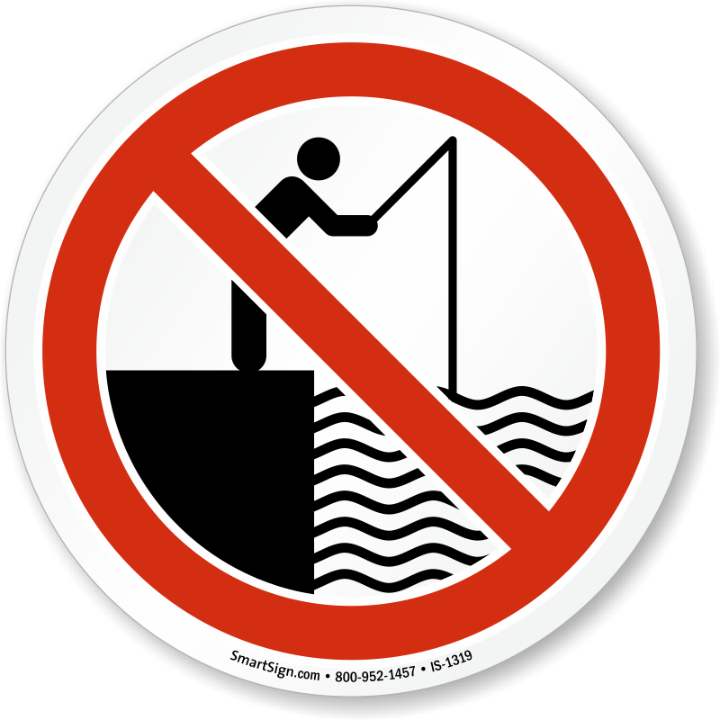 Fishing Prohibited On The Lockout Deck Sign - No Fishing Symbol Png Clipart (800x800), Png Download
