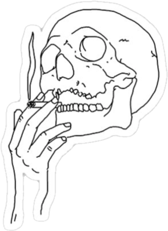 Stickers Sticker Skull 420 Smoke Trippy Weed - Pink Skeleton Smoking Clipart (585x805), Png Download