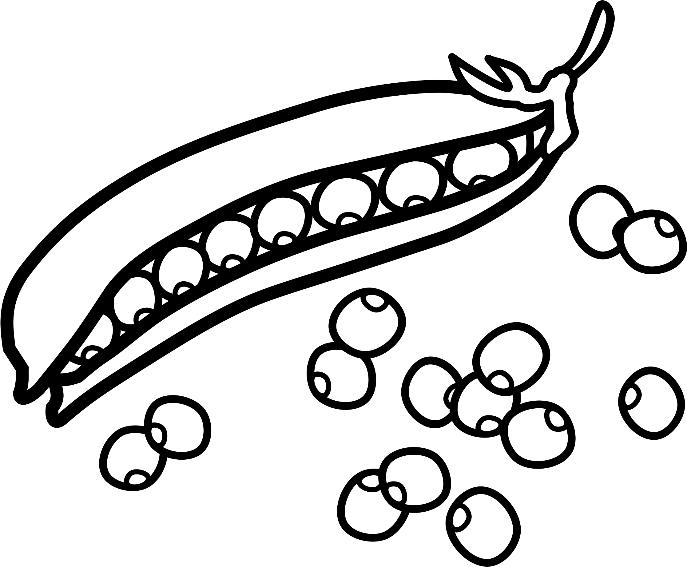 Pea Clipart Pod Real - Peas Clipart Black And White - Png Download (2234x1844), Png Download
