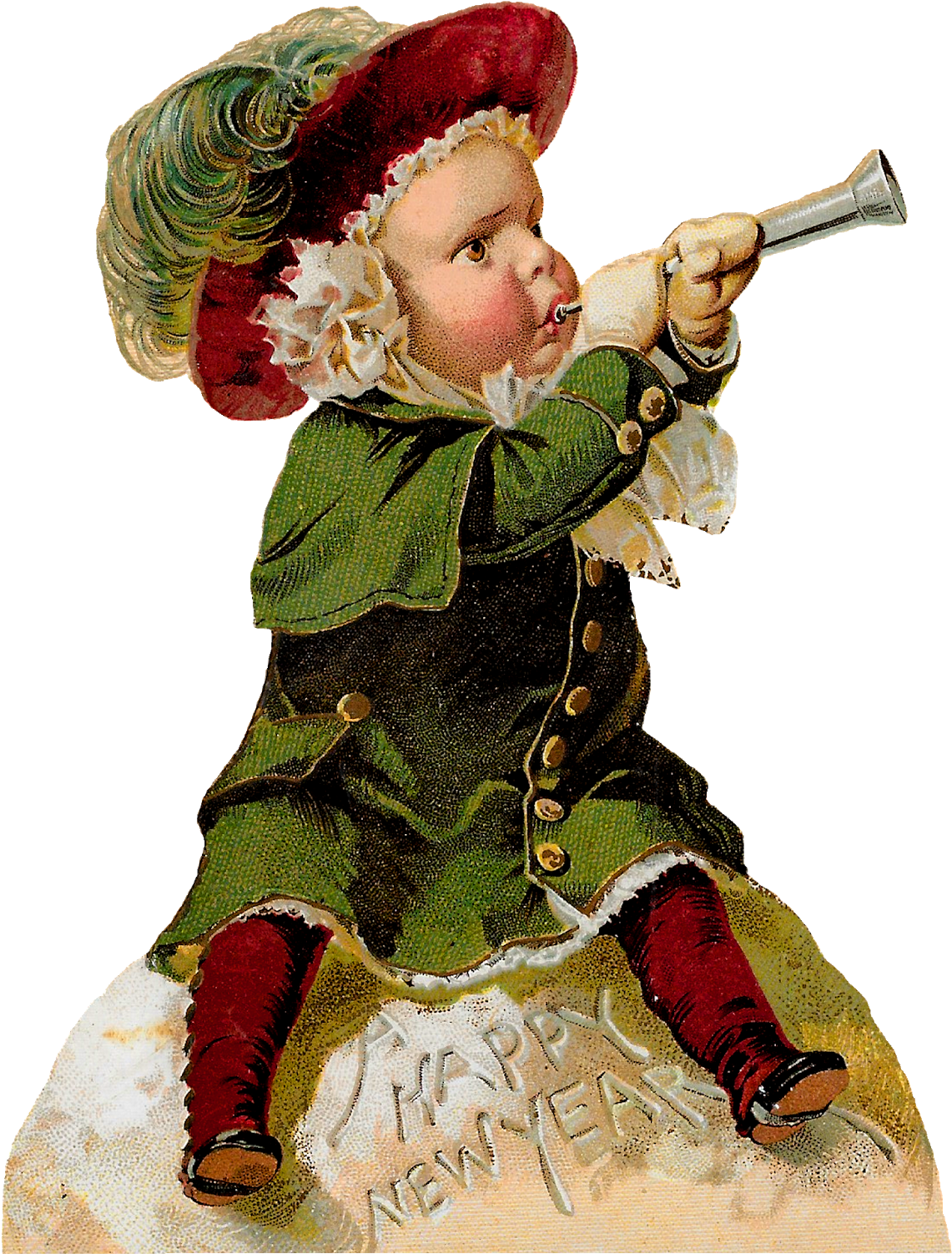 Vintage Happy New Year Clip Art Download Png - Painting Transparent Png (1248x1600), Png Download