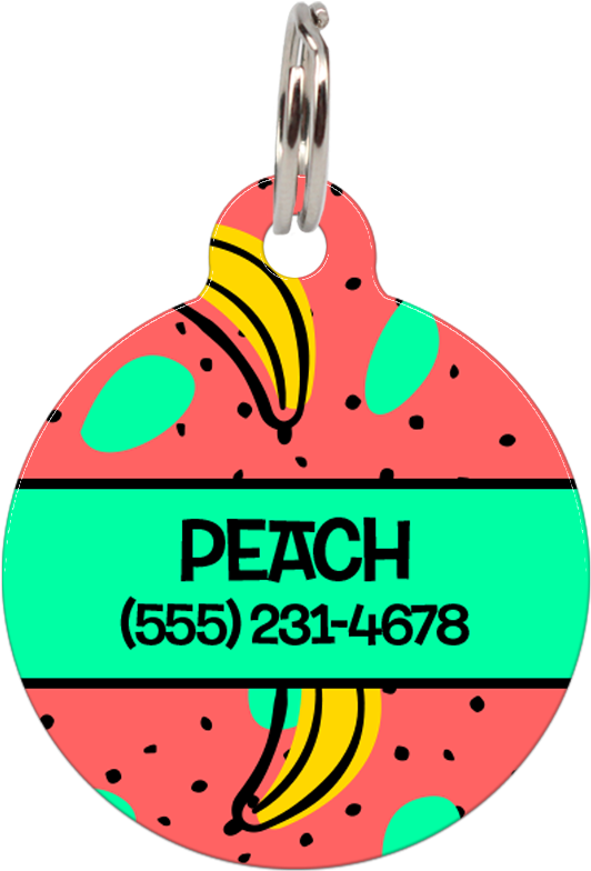 Green Bananas Personalized Dog Id Tag For Pets Clipart (532x784), Png Download