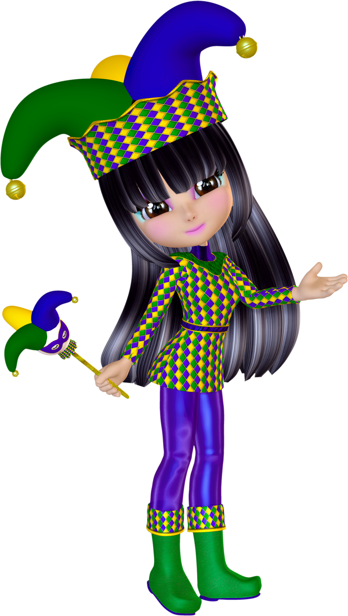 Poser Tubes Jester - Jester Mardi Gras Png Clipart (1221x2159), Png Download
