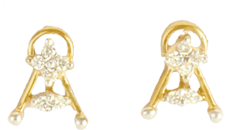 18kt Yellow Gold And Diamond Earring - Earrings Clipart (1000x1000), Png Download