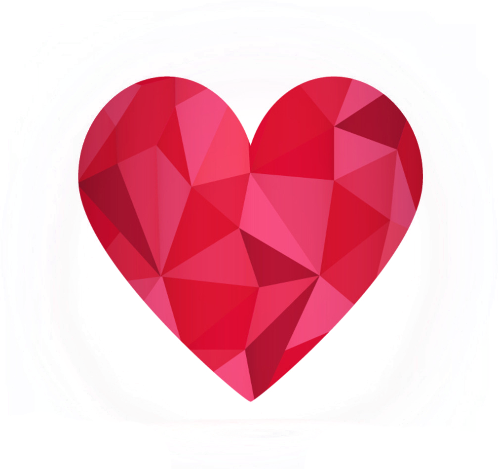 Vector Heart Diamond - 하트 폴리곤 아트 Clipart (1024x957), Png Download