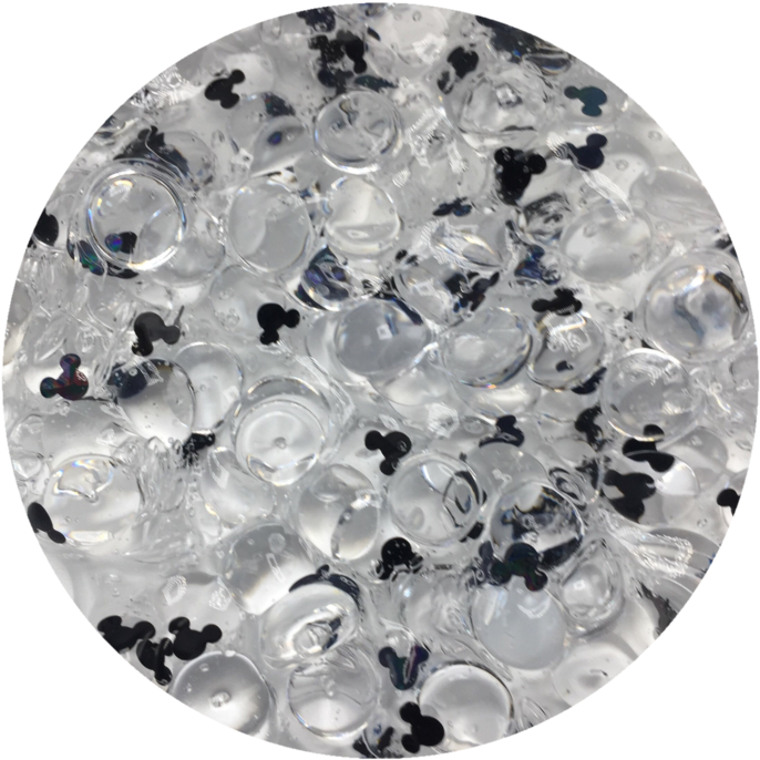 Oh Mickey Fishbowl Slime A Clear Fishbowl Slime With - Clear Slime With Black Glitter Clipart (686x686), Png Download