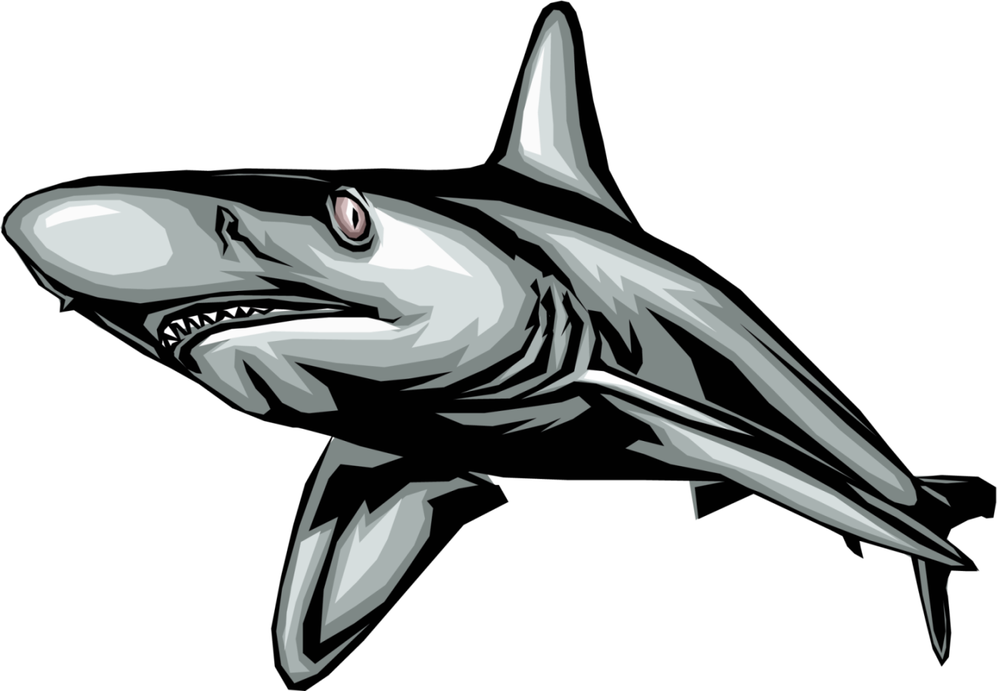 Black Sharks Clip Art Png - Shark Transparent Png (1436x995), Png Download