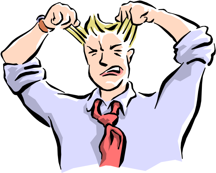 Man Pulling Hair Out Cartoon , Png Download - Frustrated Cartoon Clipart (704x563), Png Download