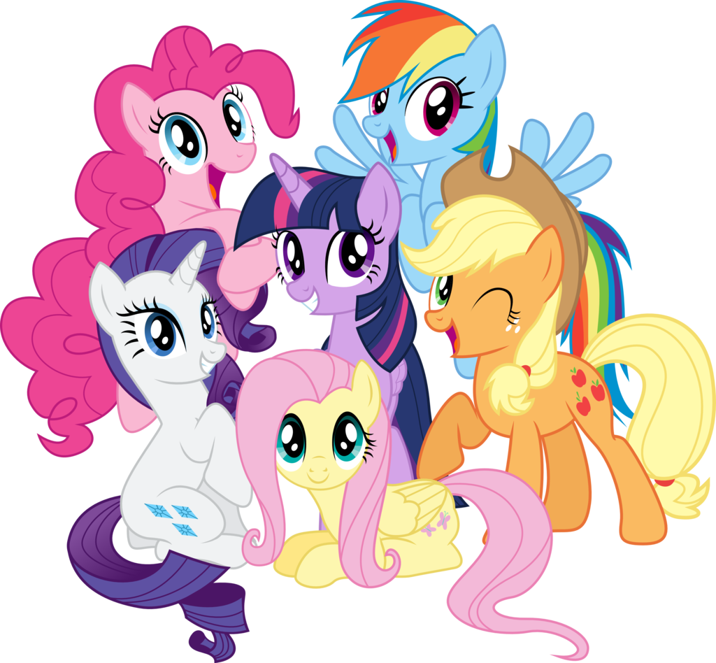 The Mane Six All Look Awesome - My Little Pony Png Clipart (1024x948), Png Download