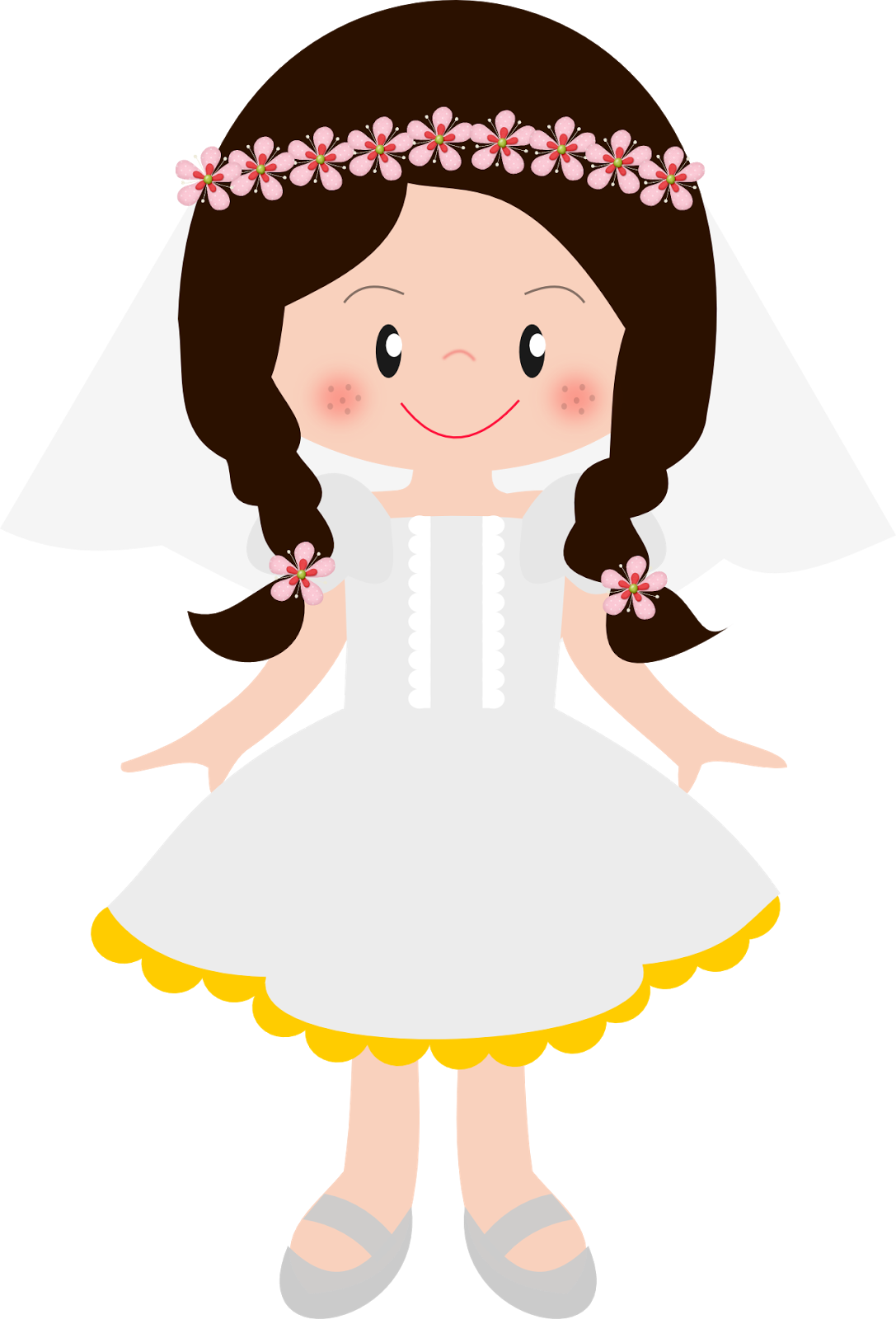 Girls In Their First Communion Clip Art - Desenho De Boneca Daminha - Png Download (1087x1600), Png Download