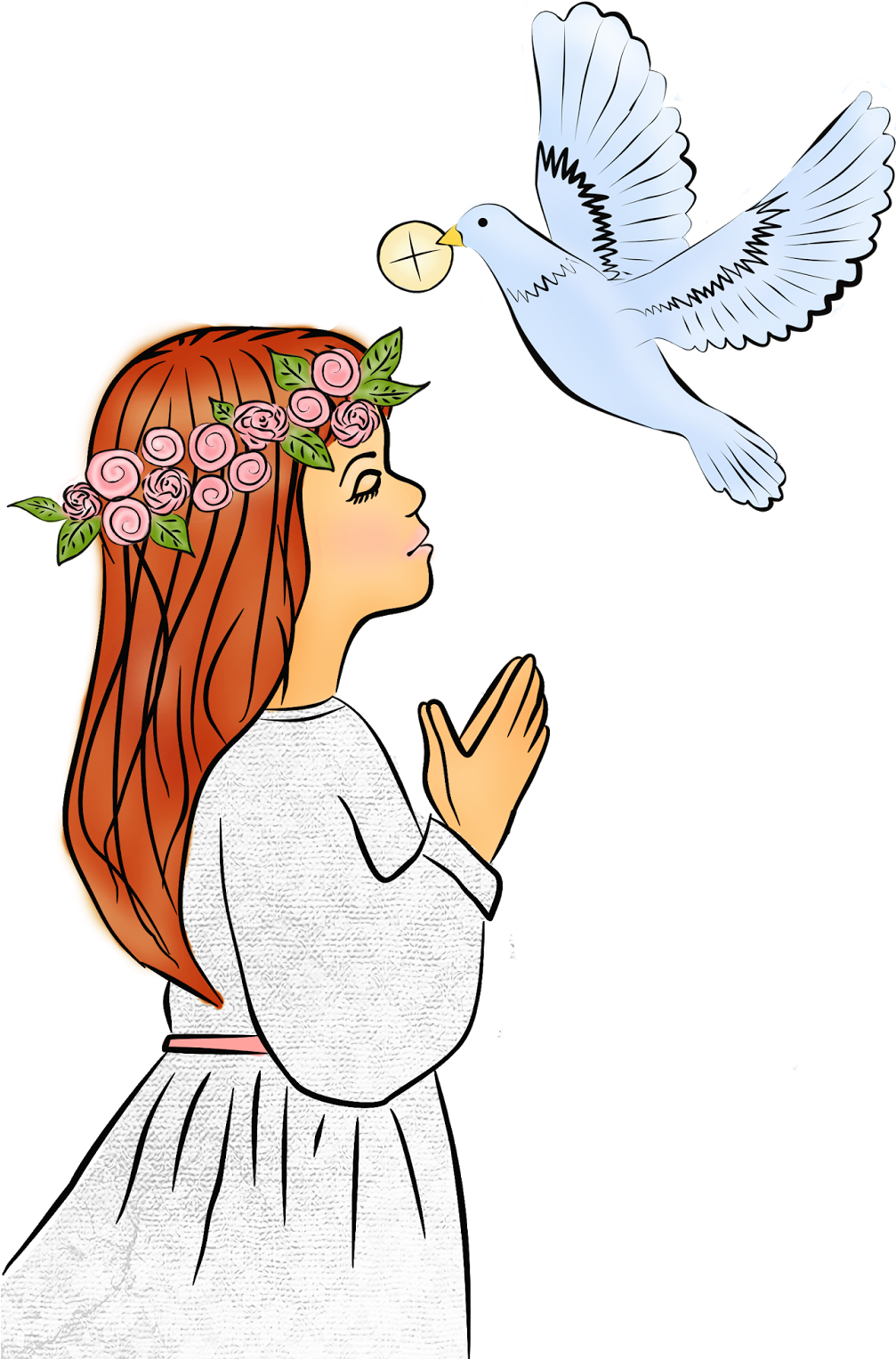 Pierwsza Komunia Święta - First Holy Communion Clip Art Girl - Png Download (1007x1527), Png Download