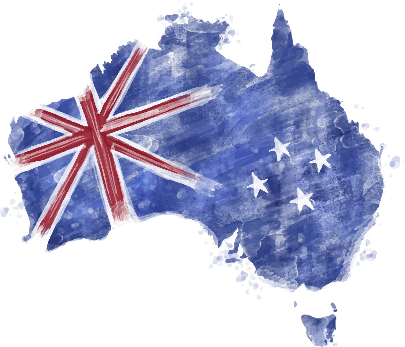 Download Stars Png Images - Australian Flag Painting Clipart (1361x1164), Png Download