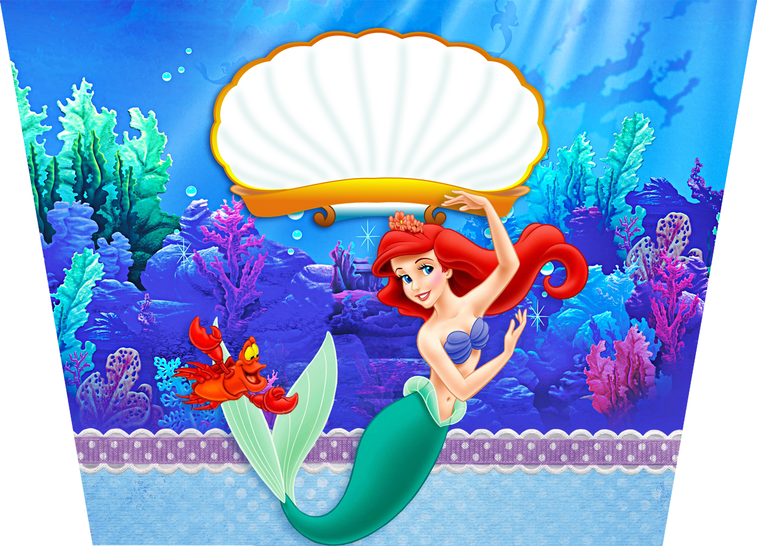 The Little Mermaid Birthday - Mar Da Pequena Sereia Clipart (1474x1062), Png Download