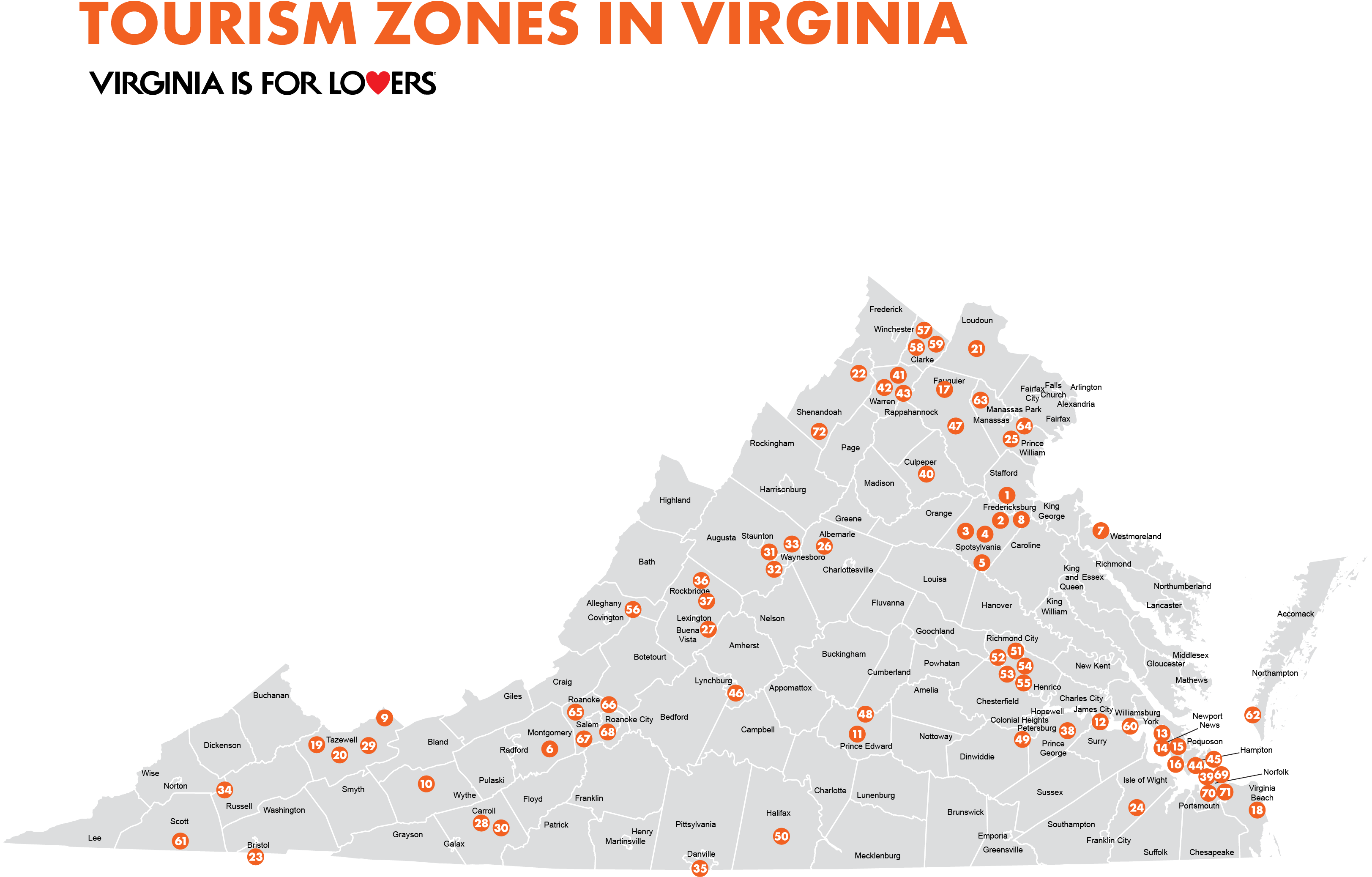 Statewide Tourism Zone Maps - Titanium Found In Virginia Clipart (3450x2631), Png Download