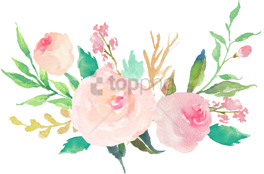 Free Png Water Color Flowers Pastel Png Image With - Pastel Flower Bouquet Clipart Transparent Png (850x560), Png Download