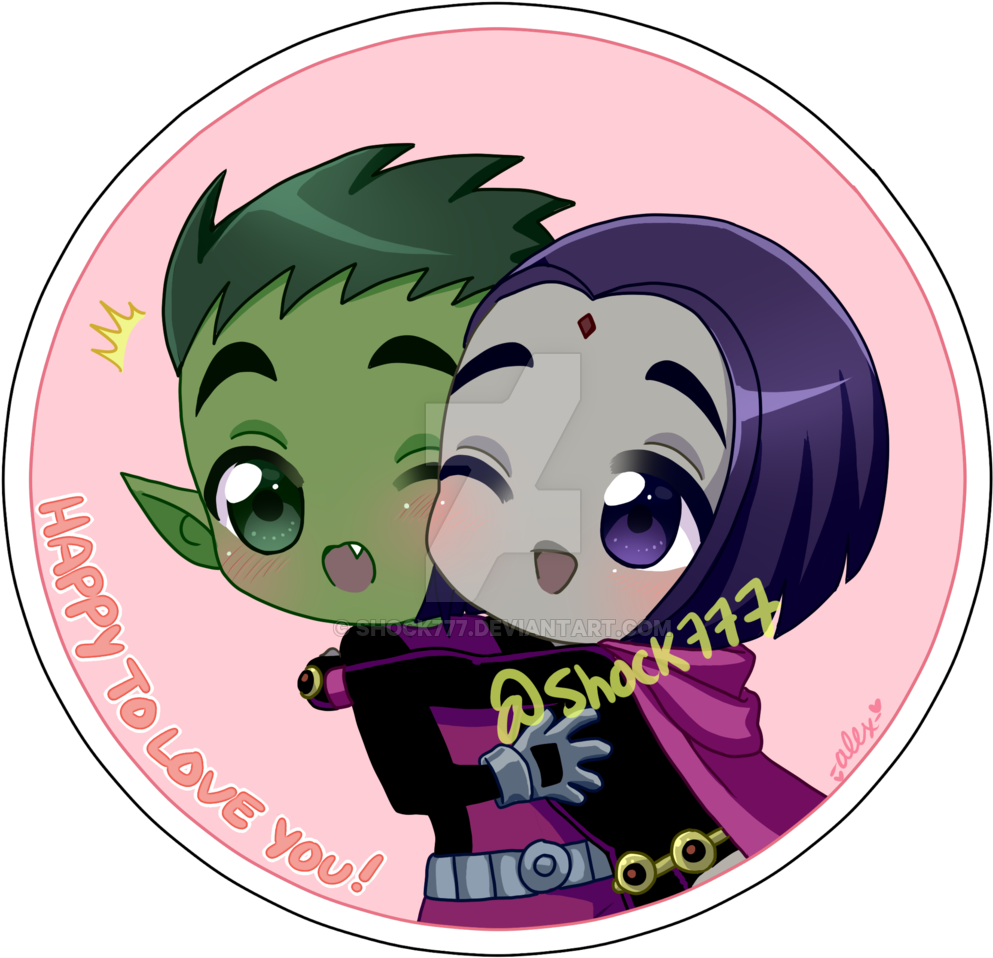 Happy To Love You Young Justice, Raven Beast Boy, Bbrae, - Cartoon Clipart (1024x1016), Png Download