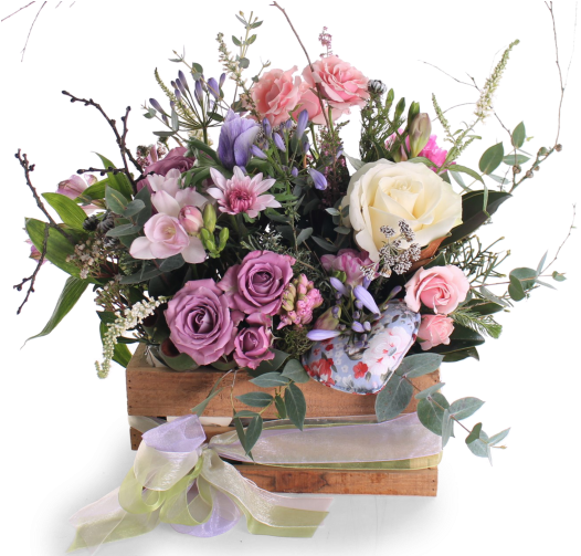 Vintage Pastel Crate - Garden Roses Clipart (644x581), Png Download