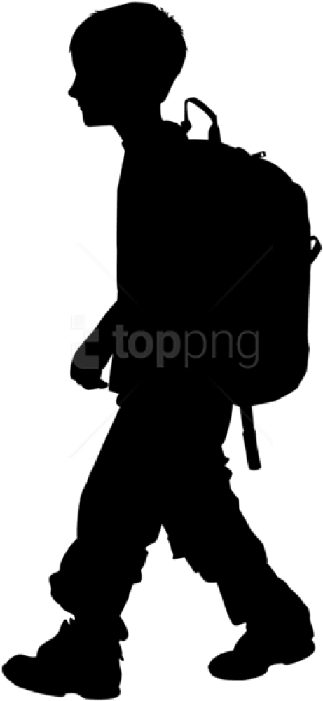 Free Png Boy With Backpack Silhouette Png Images Transparent - Boy With Backpack Png Clipart (480x1025), Png Download