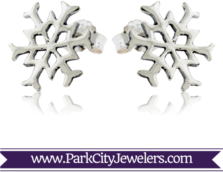Sterling Silver Post Snowflake Earrings - Earrings Clipart (761x589), Png Download