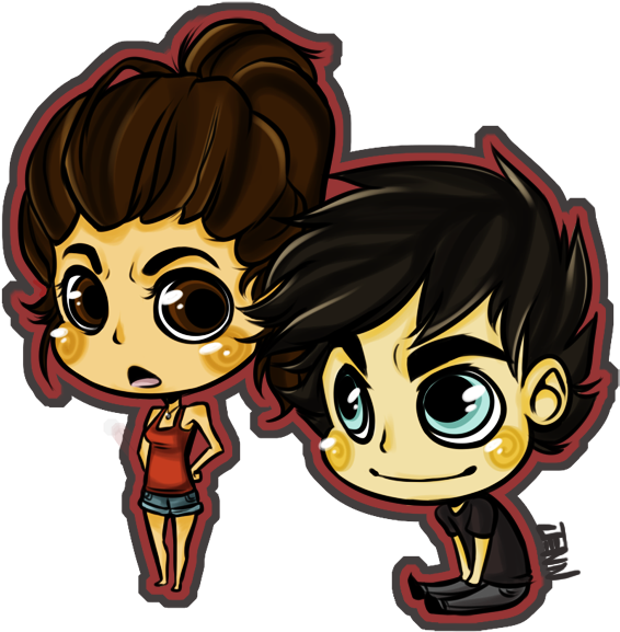 Damon Appreciates Elena's Ponytail - Caricaturas The Vampire Diaries Clipart (566x577), Png Download