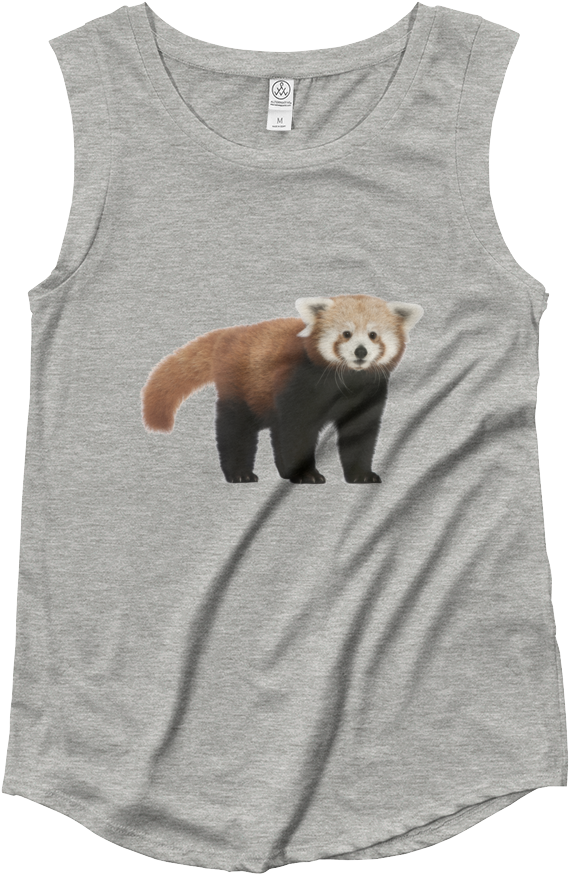 Red Panda Ladies‰۪ Cap Sleeve T Shirt - Womens Muscle Tank Mockup Clipart (569x874), Png Download