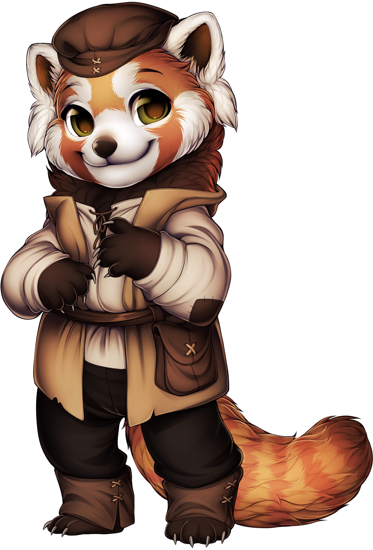 Red Panda Peasant - Cartoon Clipart (1482x2185), Png Download