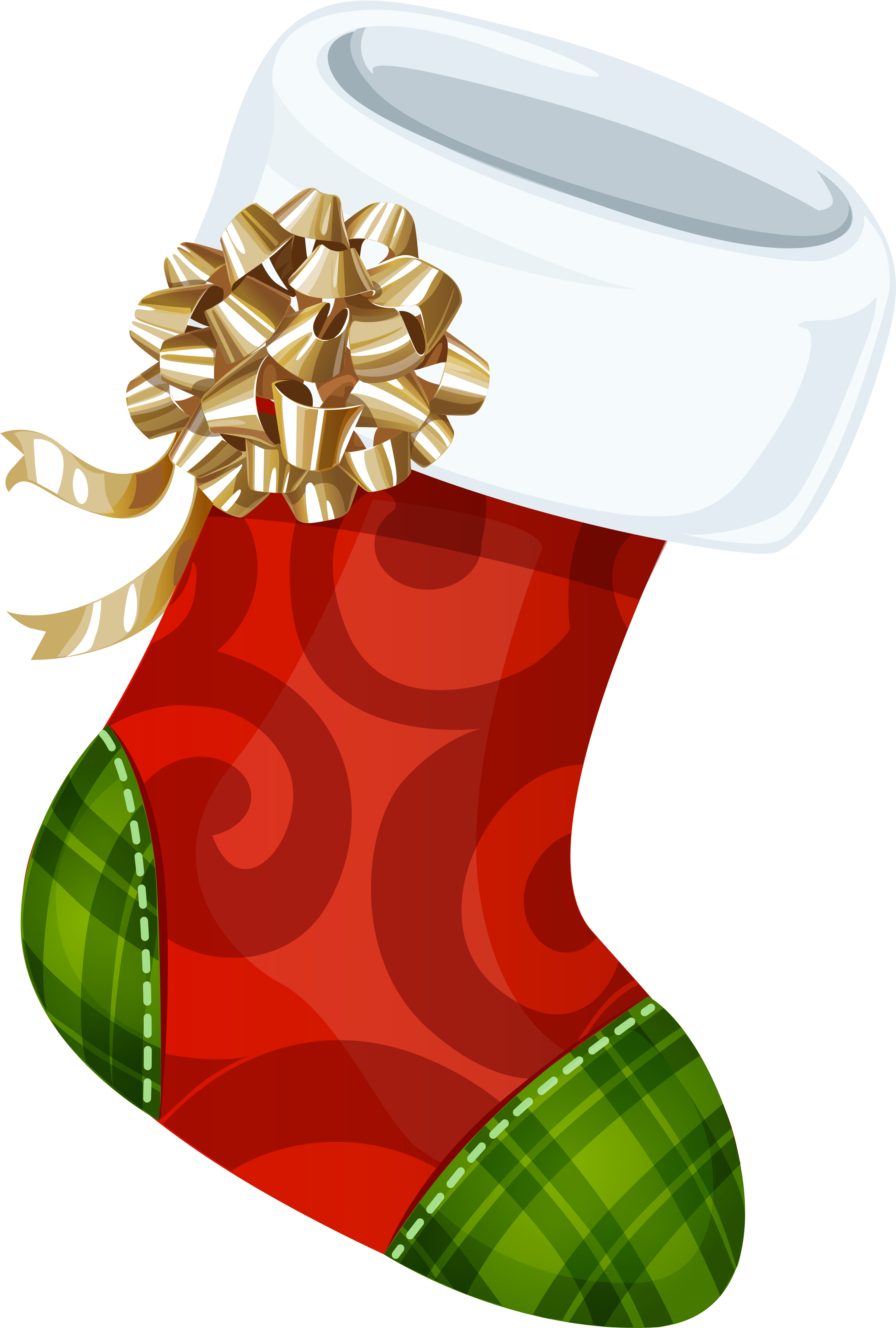 Clip Art Library With Gold Bow Png Picture Gallery - Meia De Natal Png Transparent Png (3326x4764), Png Download