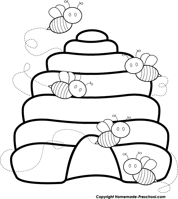 Simple 19 Cute Bee Clipart Library Black And White - Beehive Clipart Black And White - Png Download (597x665), Png Download