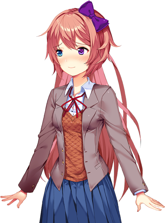 Edited Mediabased On Woutmees' Sayori-yuri Fusion, - Doki Doki Literature Club Sayori Normal Clipart (633x855), Png Download