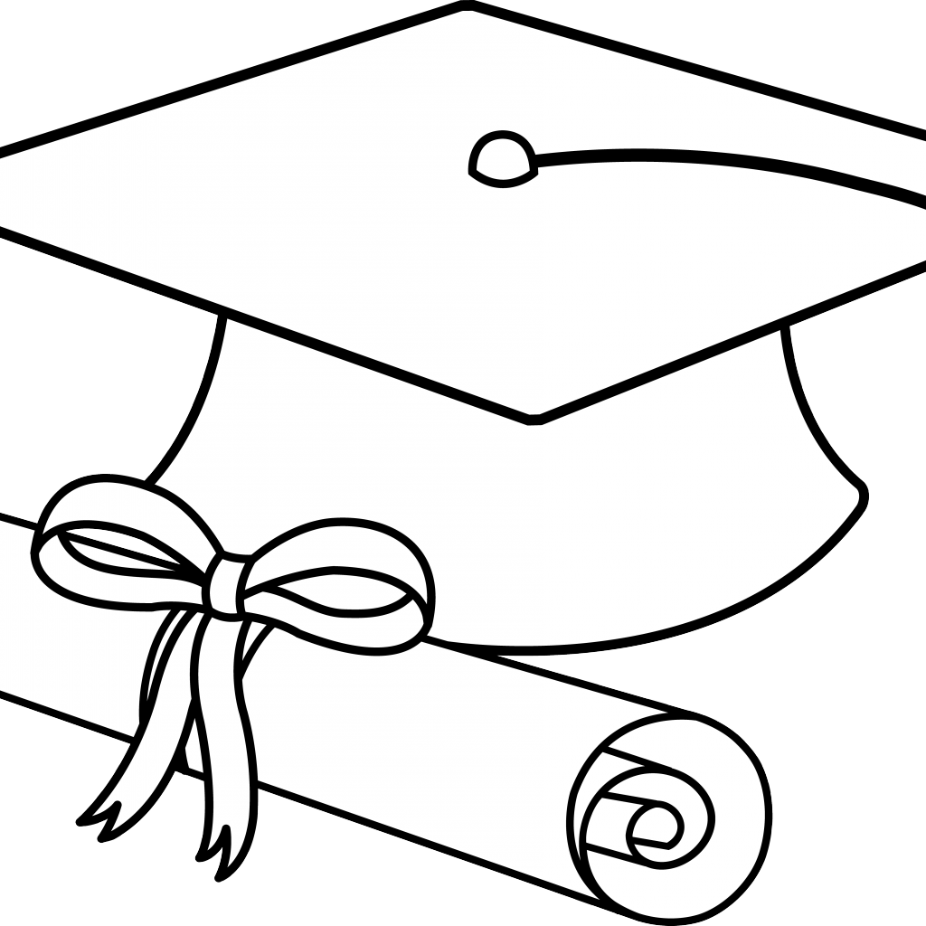 Graduation Cap And Diploma Drawing Clipart (1024x1024), Png Download