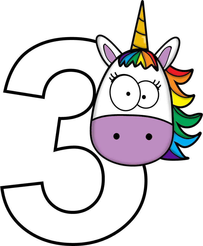 Unicorn Clipart Math - Numeros Unicornio En Png Transparent Png (841x1015), Png Download