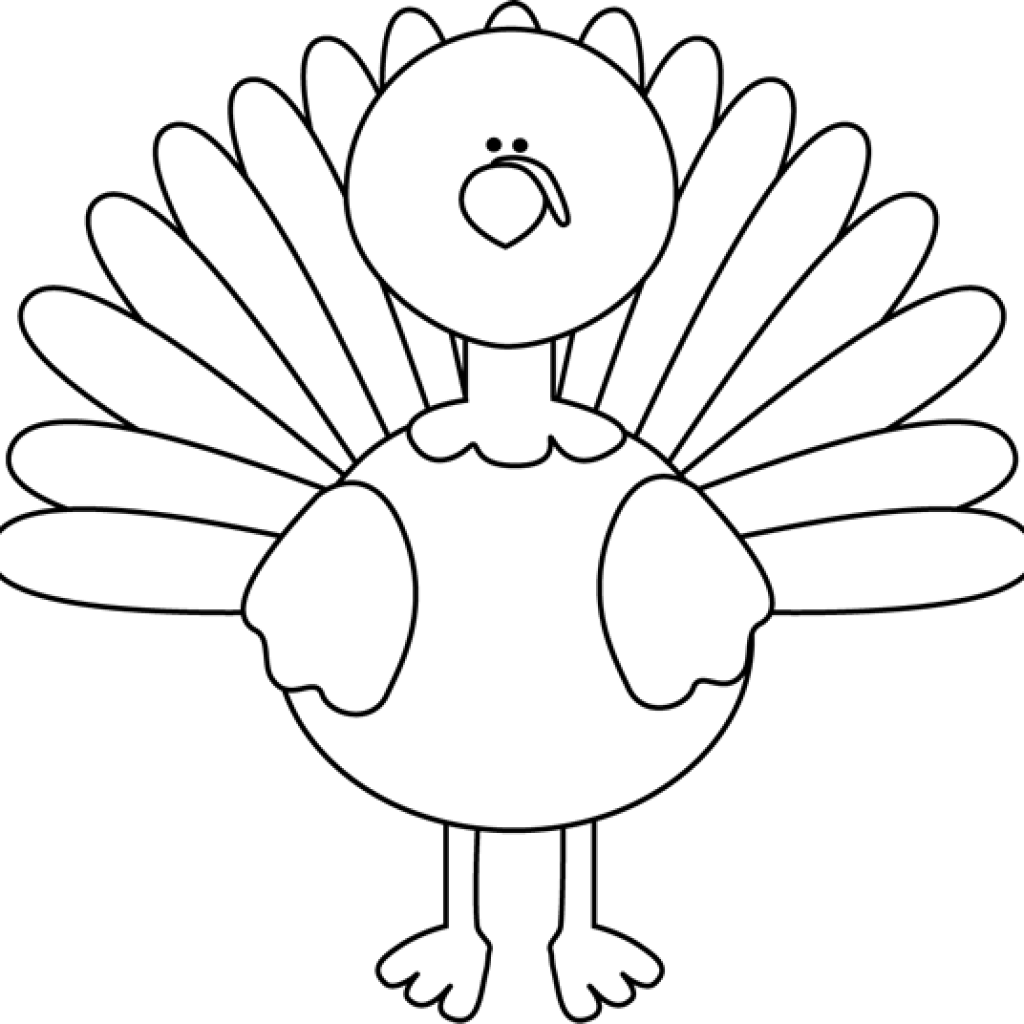 Thanksgiving Turkey Outline - Turkey Clipart Black And White Png Transparent Png (1024x1024), Png Download