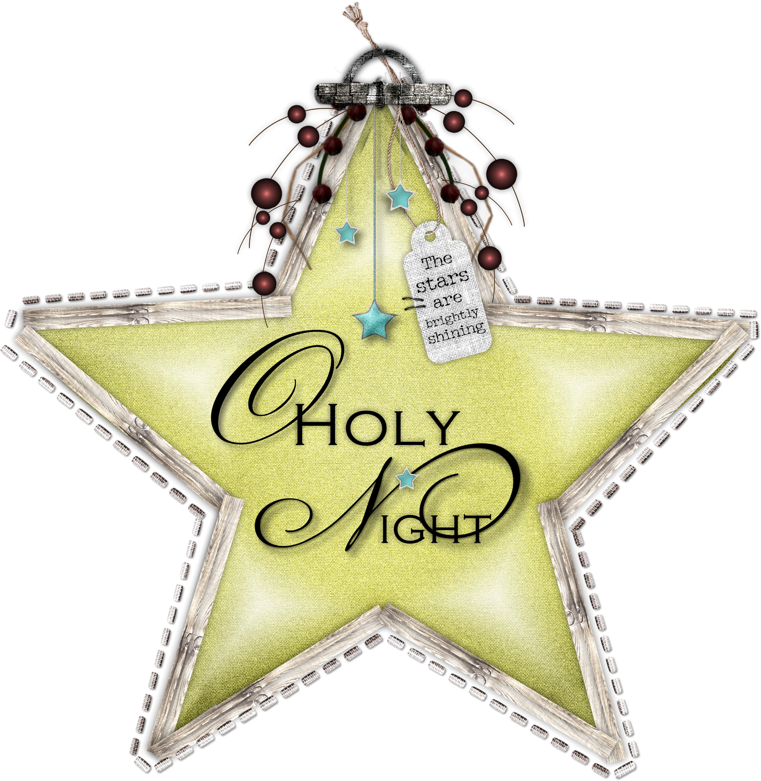 O Holy Night Christmas Star Freebie Enjoy And Merry - Christmas Ornament Clipart (1559x1600), Png Download