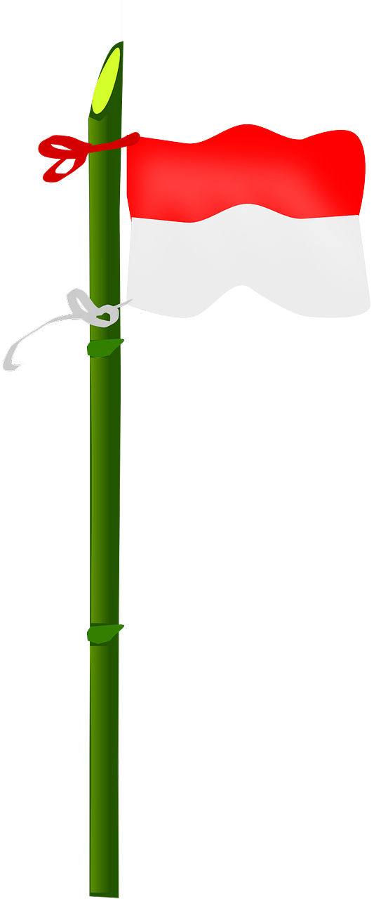 Flagpole Bamboo Flag Indonesia Png Image - Indonesian Flag Clip Art Transparent Png (640x1280), Png Download