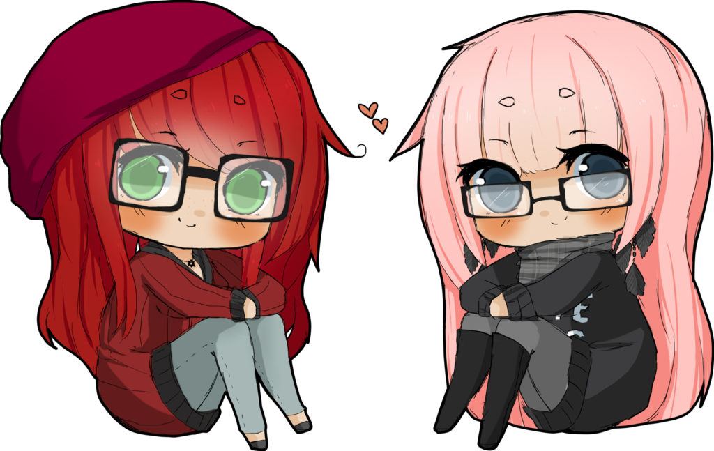 Chibi Hipster Girls By Raspberrylovers Manga Anime - Chibi Girl With Glasses Clipart (1024x647), Png Download