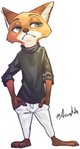 Zootopia Nick Wilde Black Sweater Collegiate Looking - Cartoon Clipart (500x707), Png Download