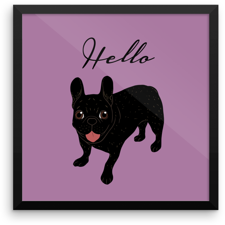 Cute All Black Brindle French Bulldog Puppy Framed - Black Brindle Clipart (1000x1000), Png Download