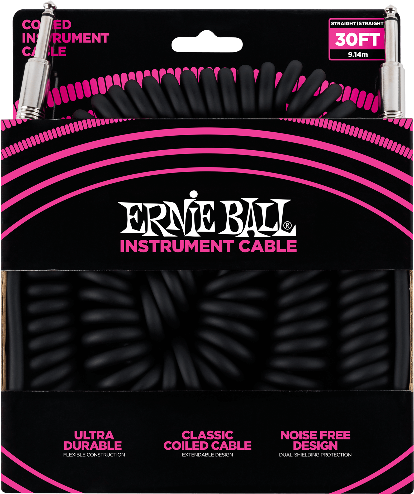 30' Coiled Straight / Straight Instrument Cable - Ernie Ball Clipart (2000x2000), Png Download