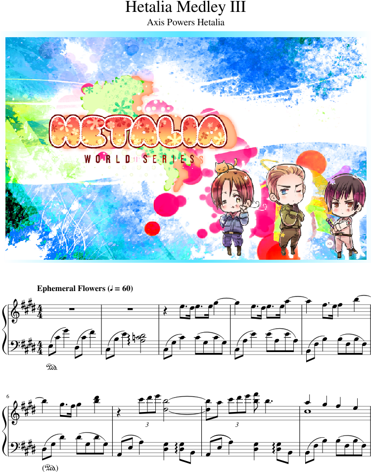 Hetalia Medley Iii Sheet Music 1 Of 15 Pages - Hetalia Chibi Clipart (750x952), Png Download